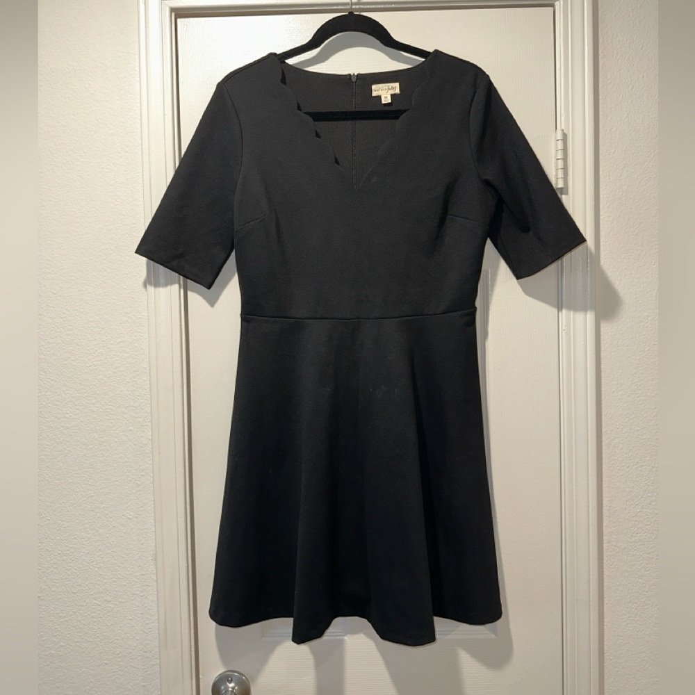 Maison Jules - Black Scalloped Neckline A-line Dress (Size M)